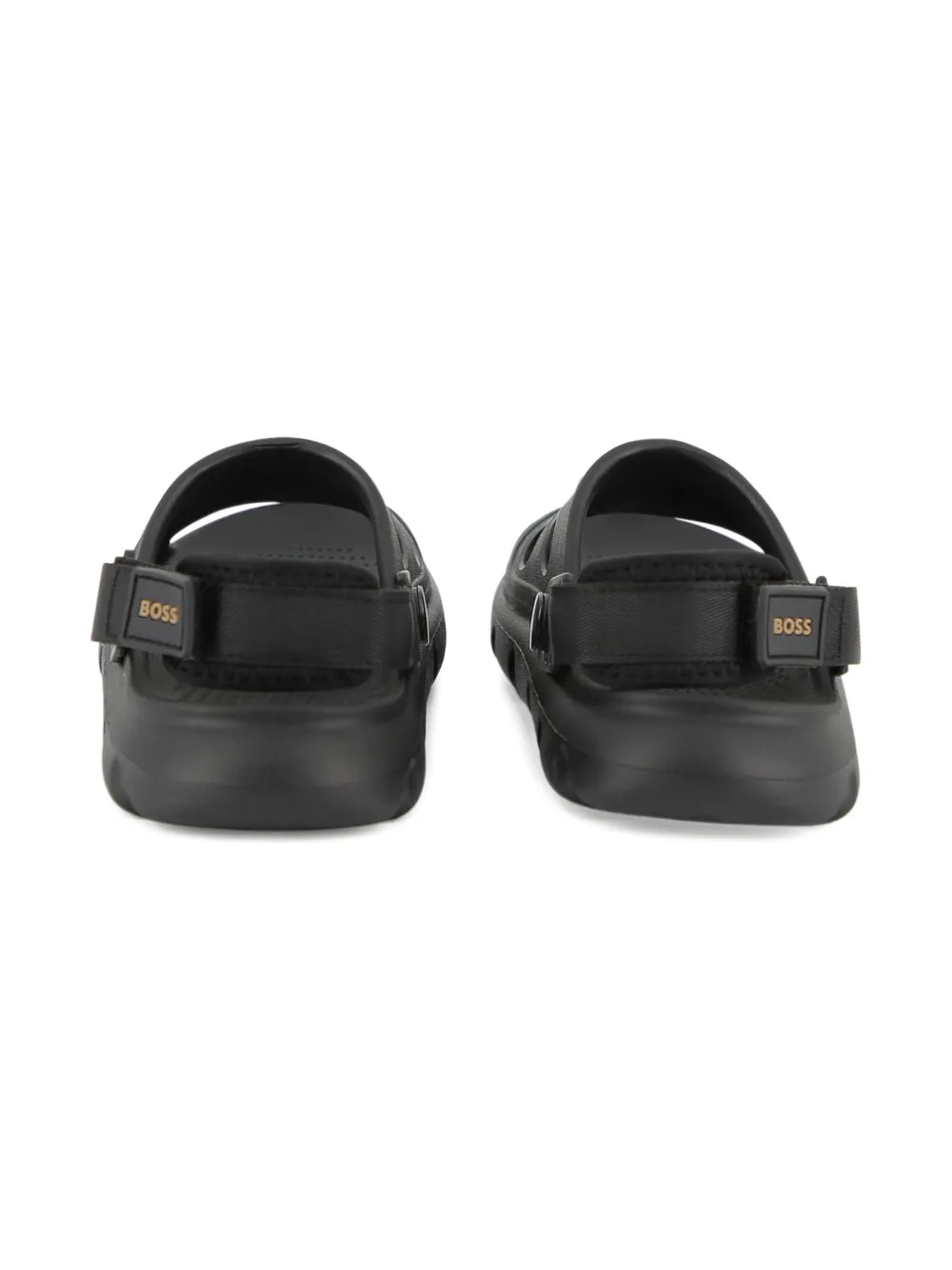 BOSS Kidswear Sandalen met logoplakkaat Zwart
