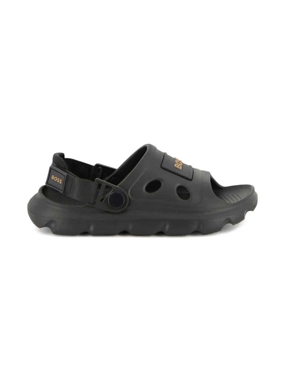 BOSS Kidswear Sandalen met logoplakkaat Zwart