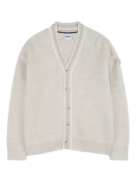 BOSS Kidswear cárdigan con botones y motivo de rayas