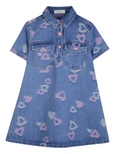 Billieblush heart-embroidery collared denim dress