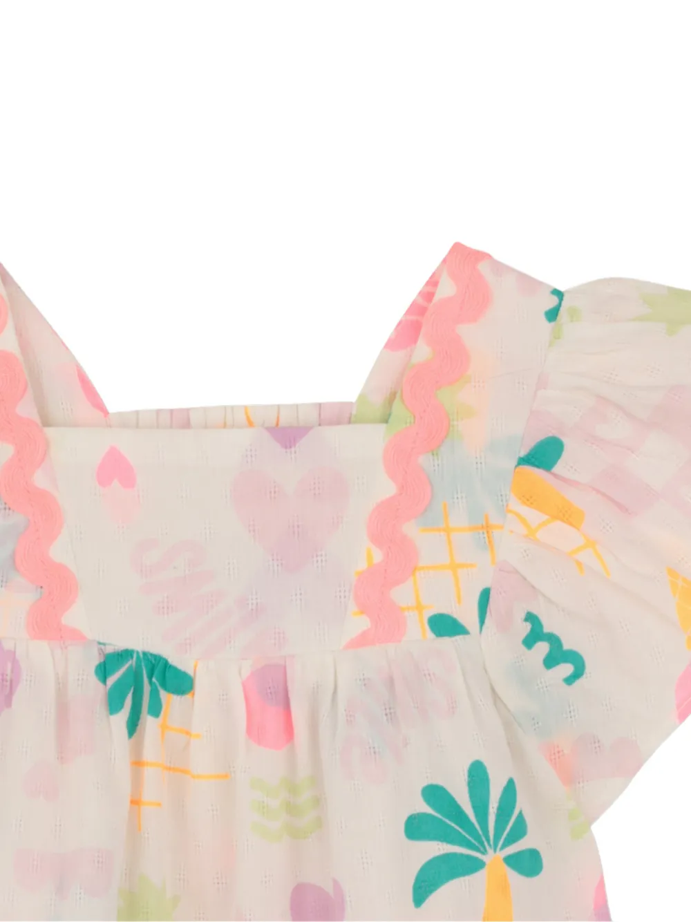 Graphic-Print Ruffled Top