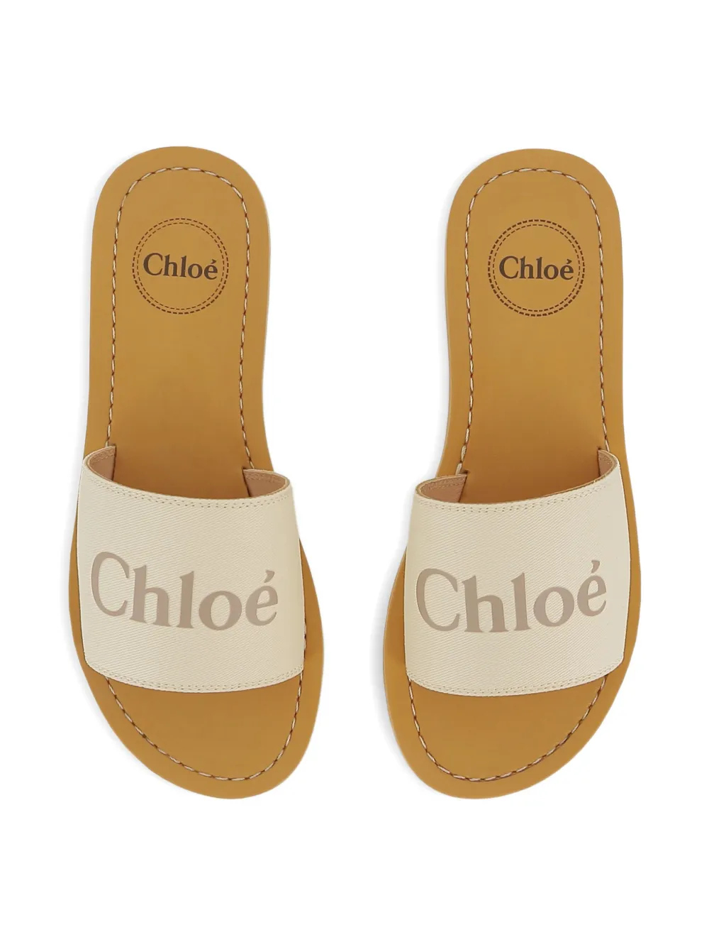 Chloé Kids Woody sandalen met logoband Beige