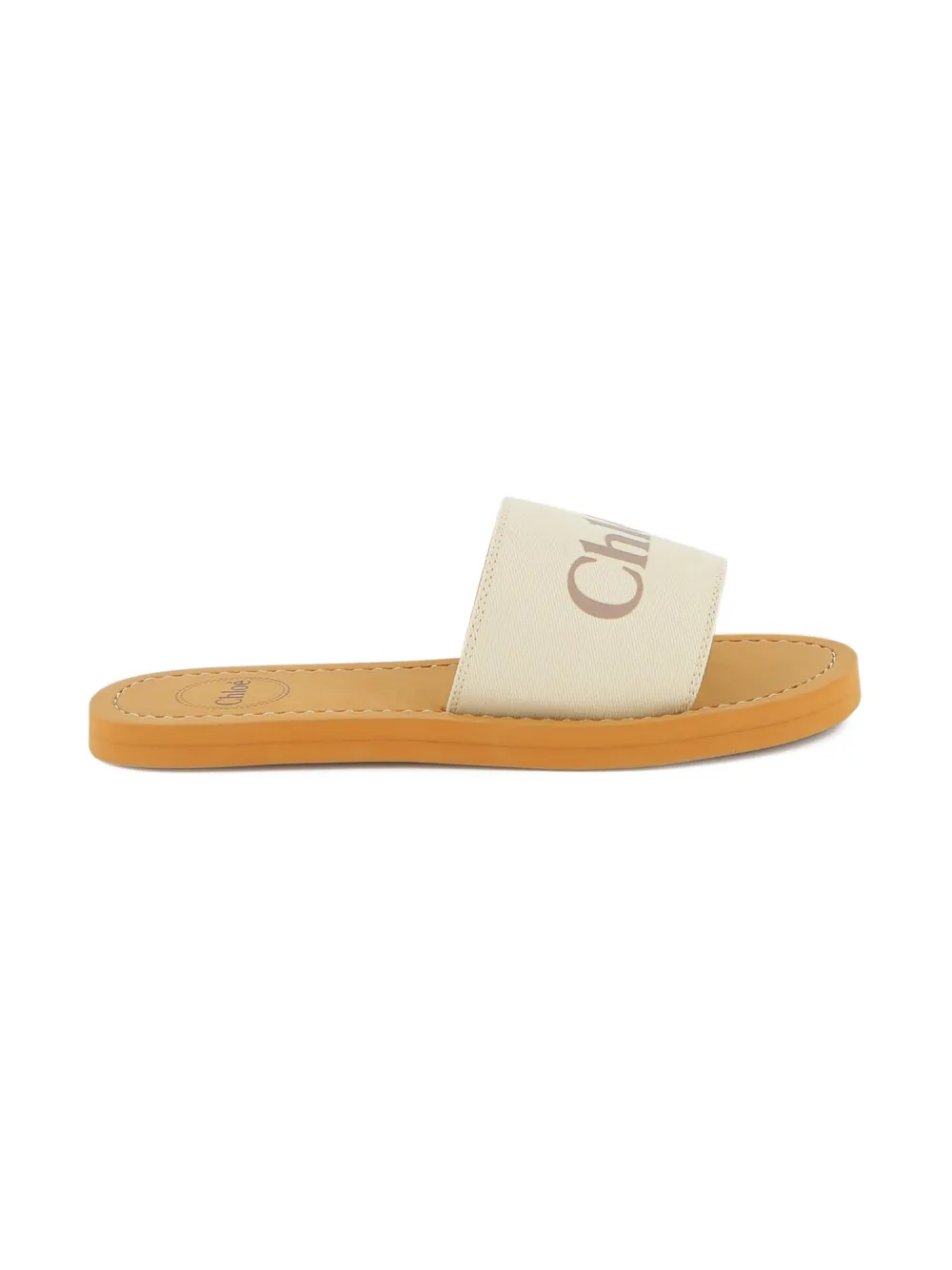 Chloé Kids Woody sandalen met logoband Beige