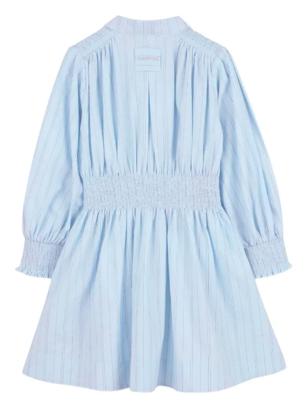 blue shirt dress mini Boden Girls Bow Back Shirred Dress in Blue main image 1