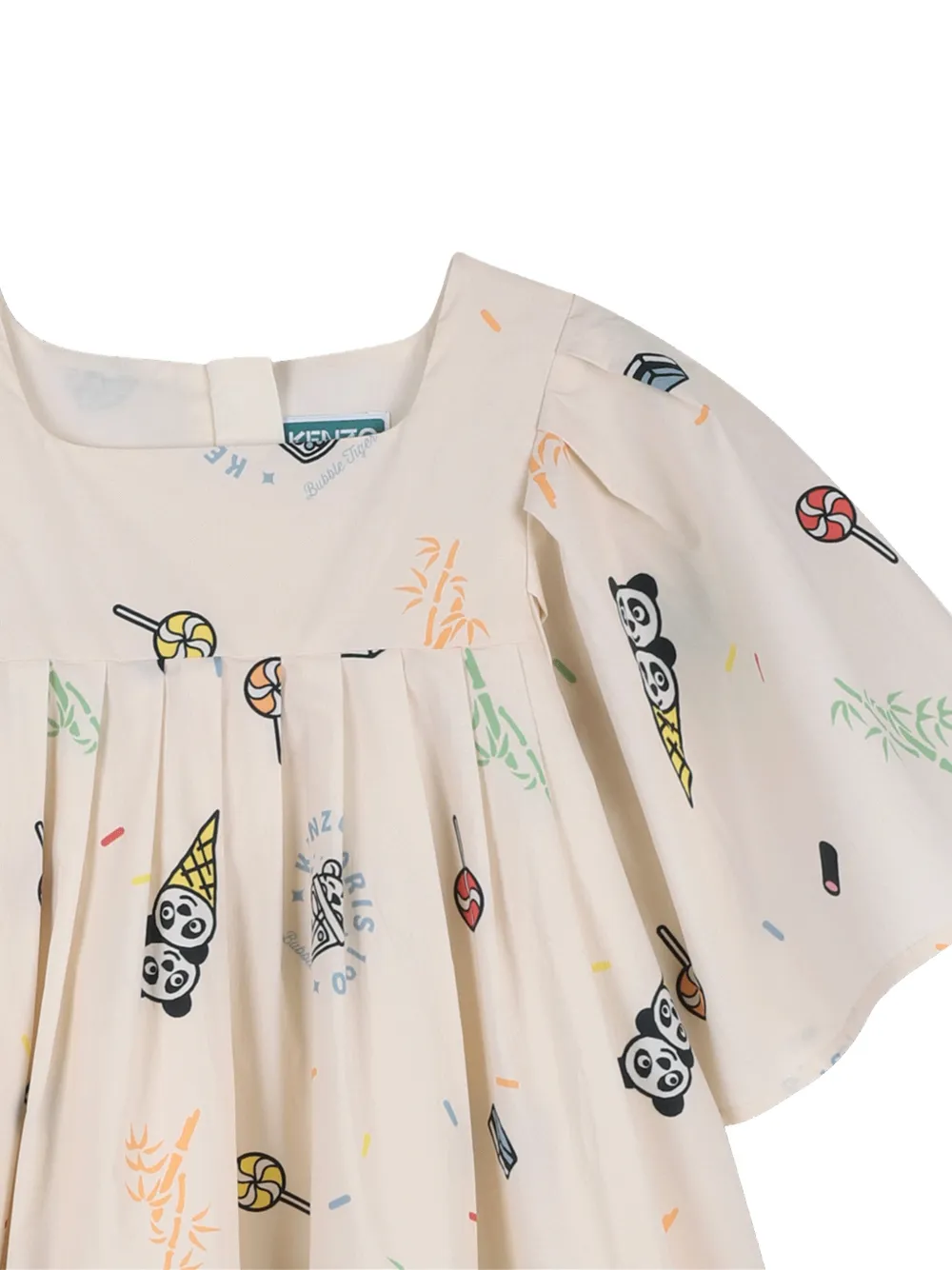 Kenzo Kids Jurk met vierkante hals Beige