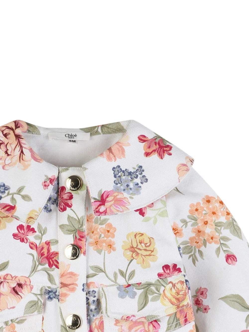  Chloé Kids Floral-print Jacket - White 
