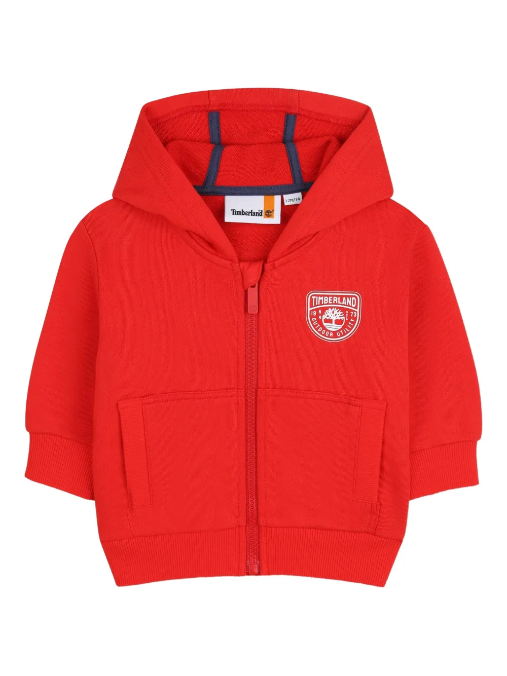 Timberland Kids zip-up hooded top - Rosso
