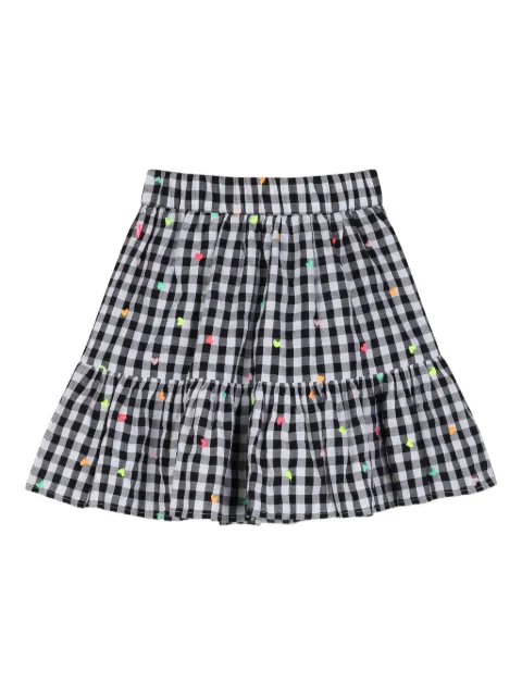 Billieblush heart-motif check-print skirt