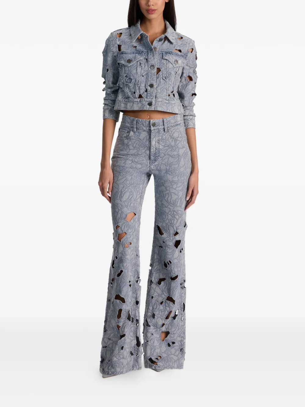 Alice + olivia embroidered eyelet jeans - Blauw