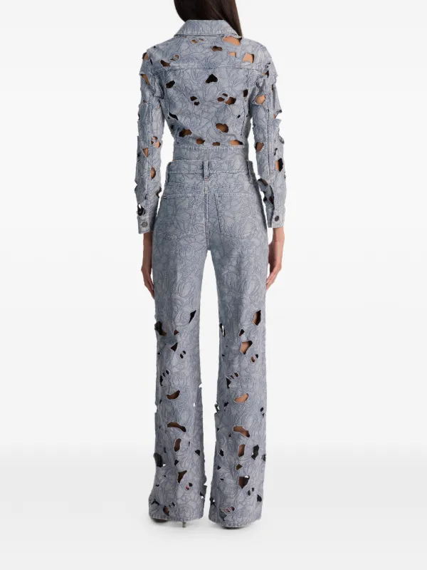 Alice + Olivia Embroidered Eyelet Jeans | Blue | FARFETCH