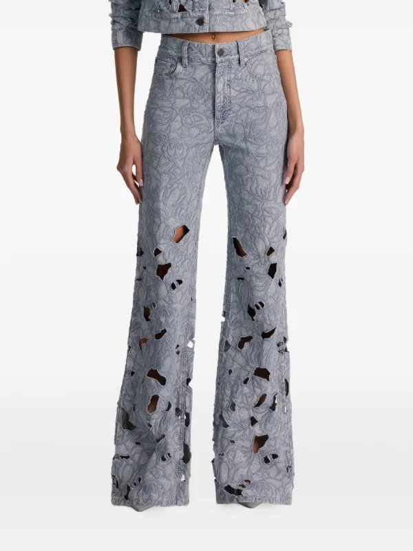Alice + Olivia Embroidered Eyelet Jeans | Blue | FARFETCH