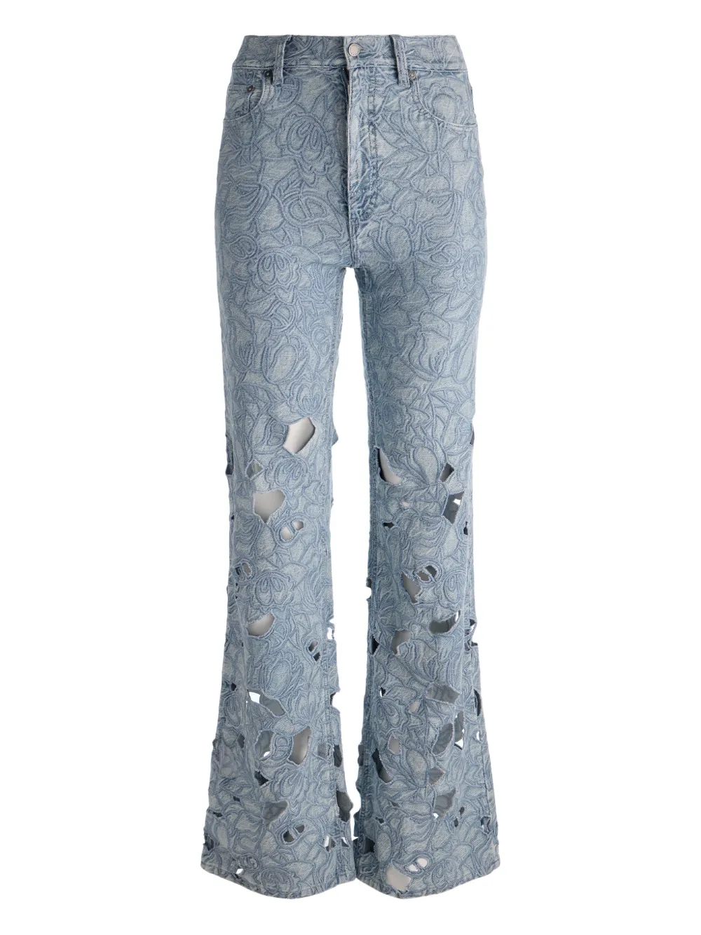 alice + olivia embroidered eyelet jeans - Blau