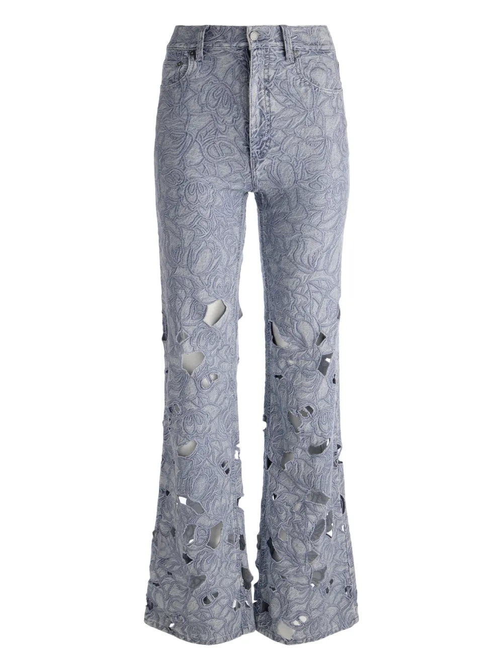 alice + olivia embroidered eyelet jeans - Blau