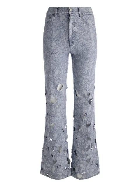alice + olivia embroidered eyelet jeans
