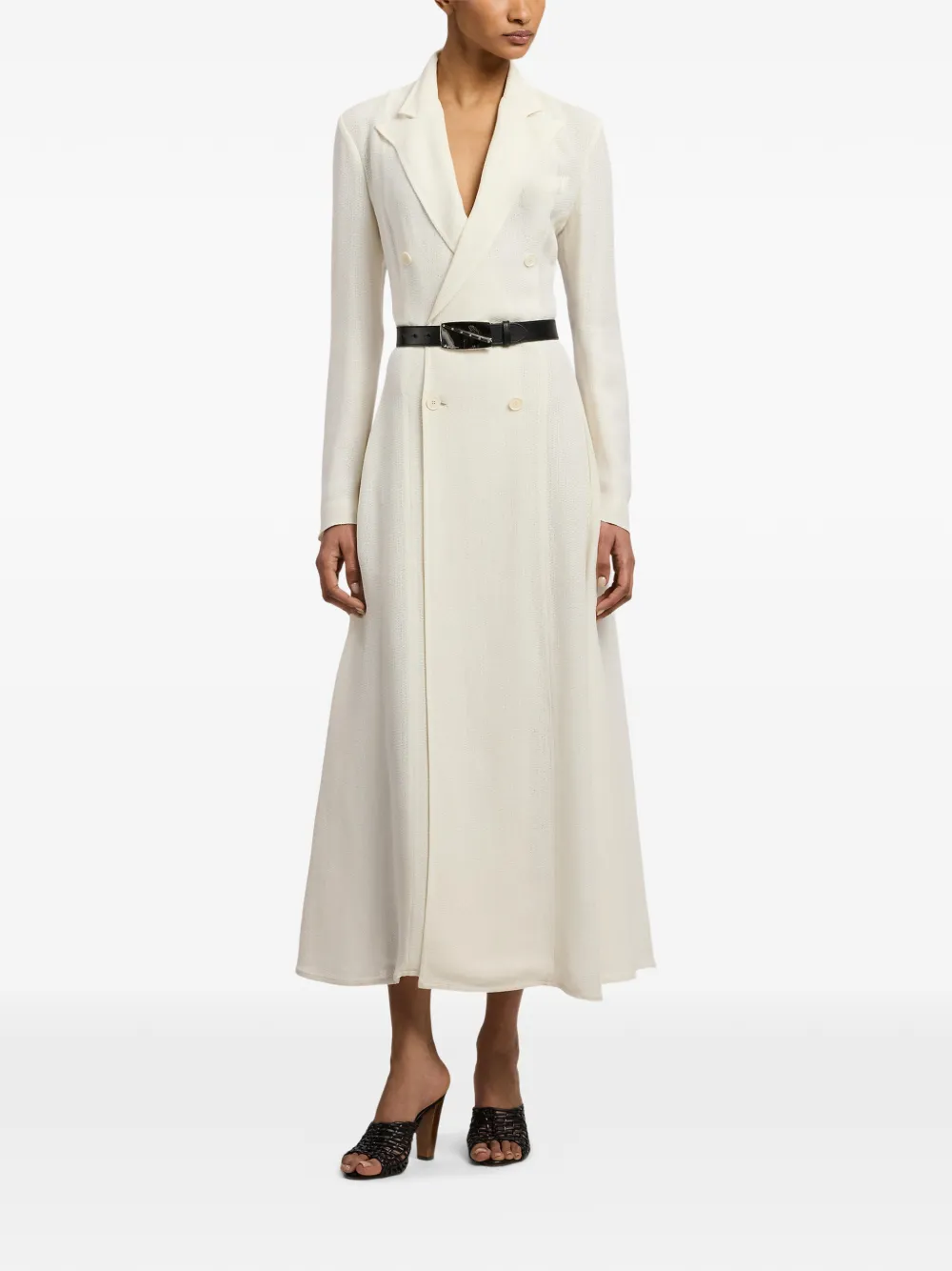 Ralph Lauren Collection Reema midi-jurk met dubbele rij knopen Beige