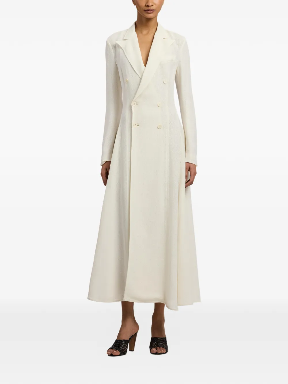 Ralph Lauren Collection Reema midi-jurk met dubbele rij knopen Beige