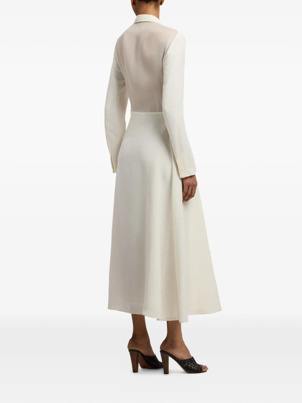 Ralph Lauren Collection Reema midi-jurk met dubbele rij knopen Beige