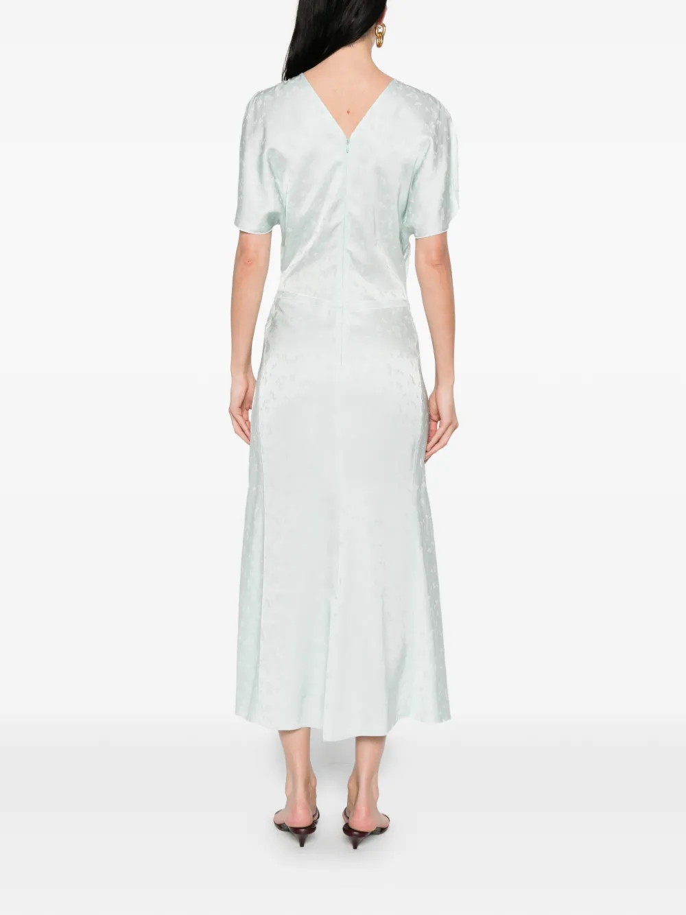 Victoria Beckham Midi-jurk met bloemenprint Groen