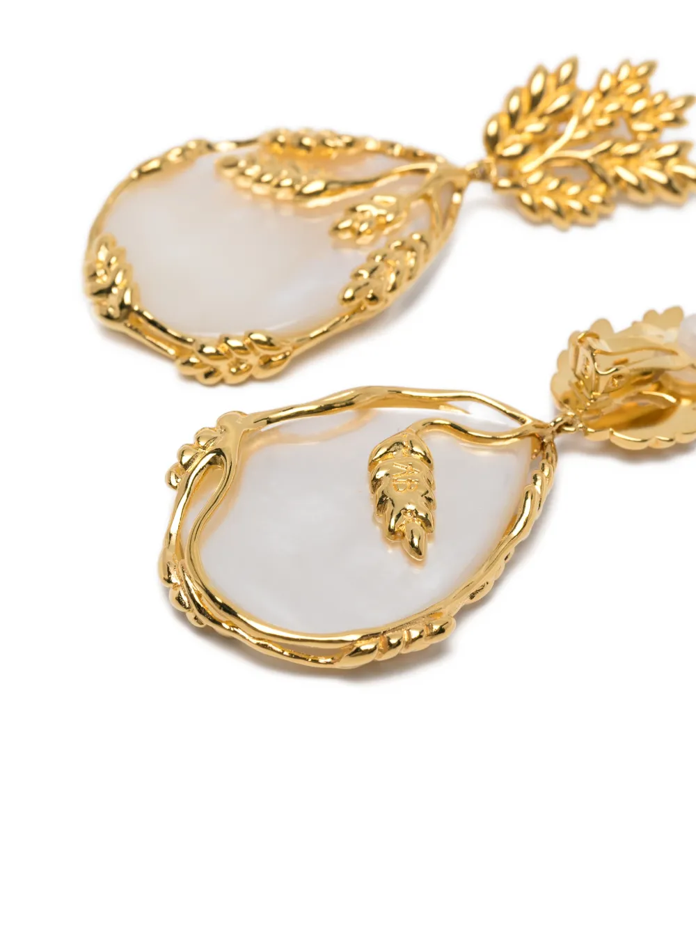  Aurelie Bidermann Françoise Leaf-design Earrings - Gold 
