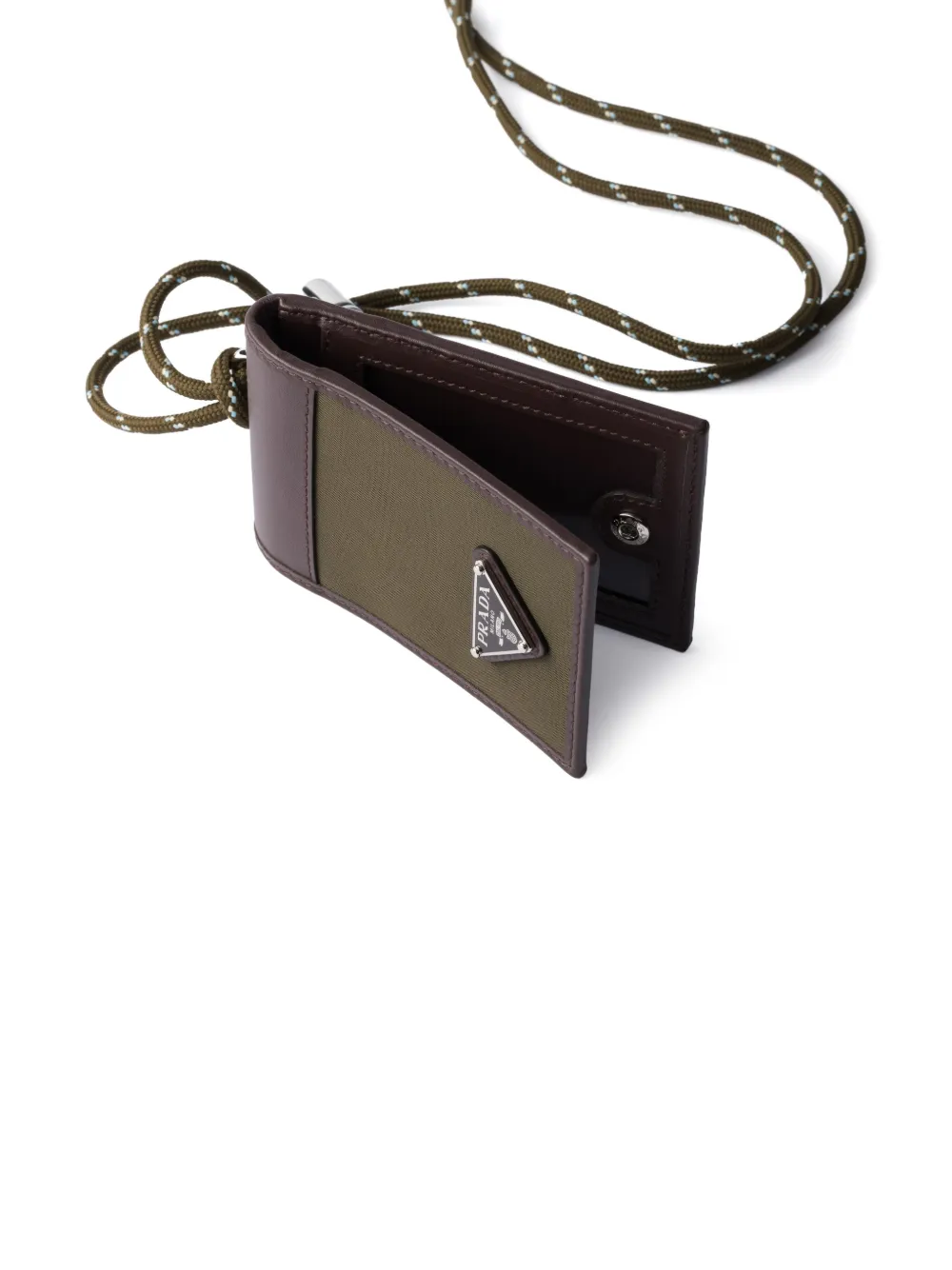  Prada Logo-detail Strap Card Holder - Green 