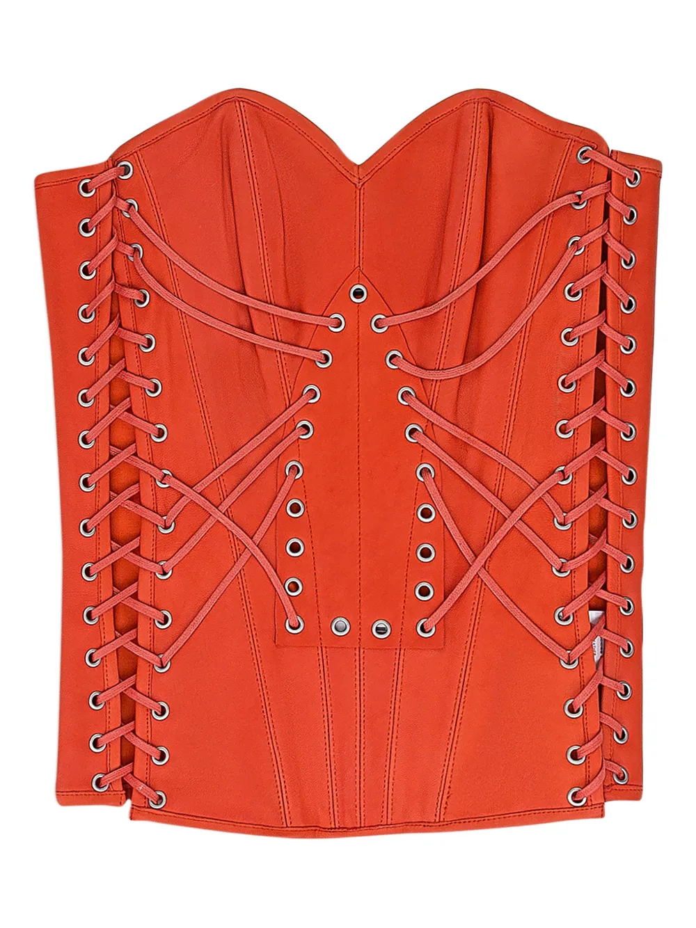 Who Decides War Window Longline Leather Corset In Orange