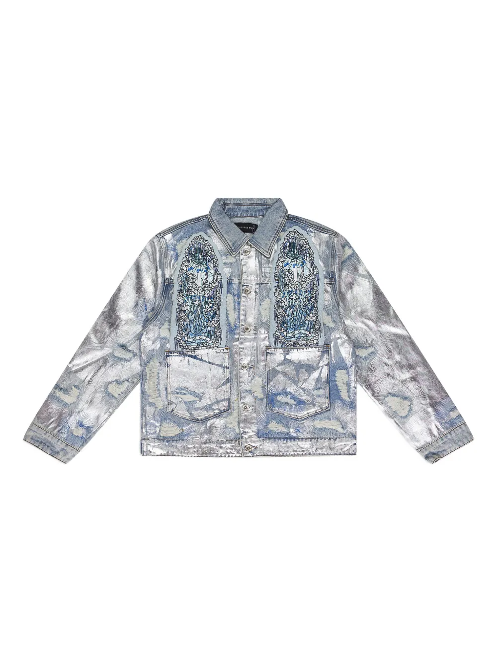 Who Decides War Heavy Metal denim trunker jacket - Argento