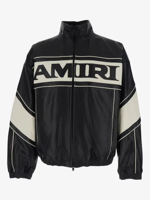 AMIRI chamarra de piel con logo estampado