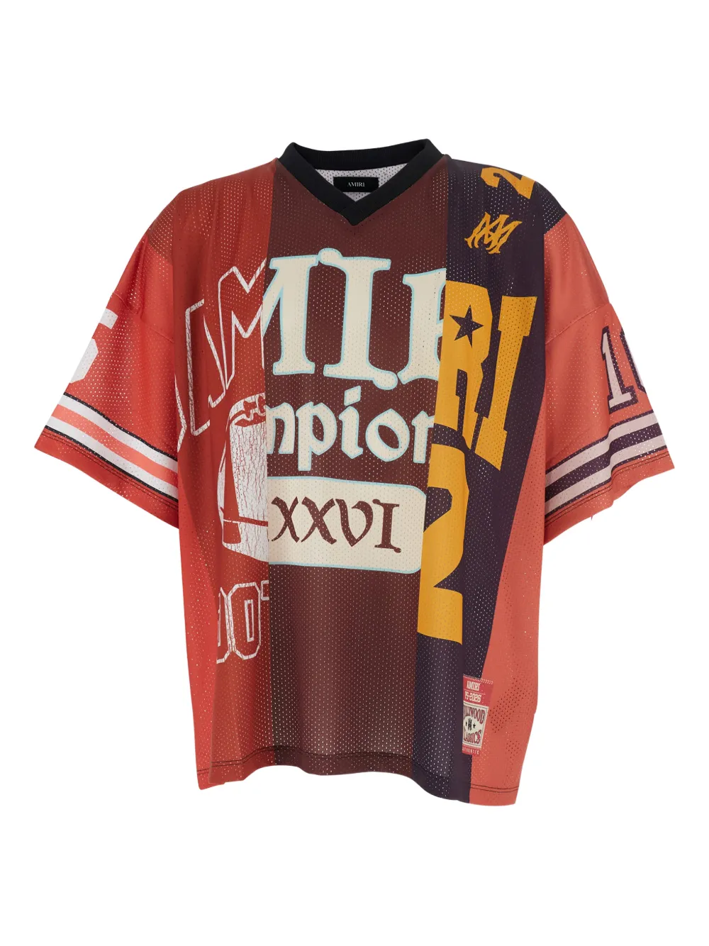 AMIRI patchwork V-neck T-shirt - Rosso