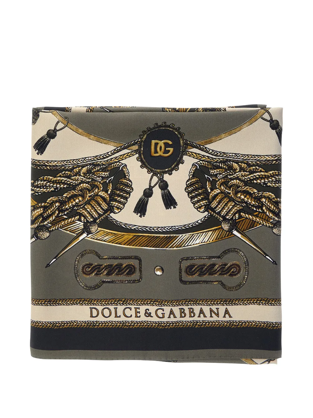 Dolce & Gabbana rope-print silk scarf - Grigio