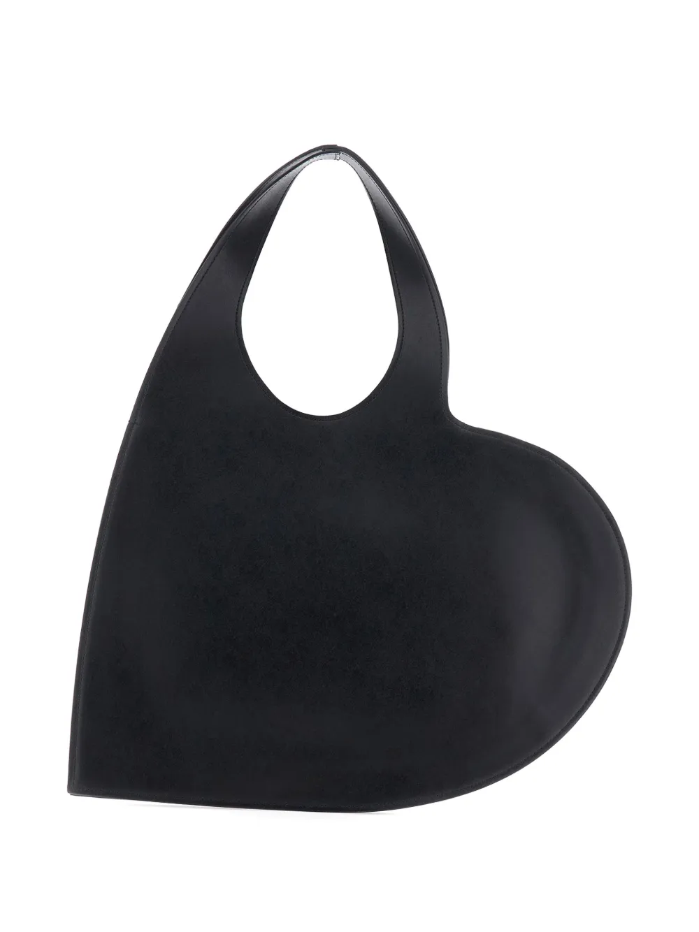 Coperni Women Black Heart Shaped Shoulder Bag With Cut-out On The Handle In Suede Woman In Black