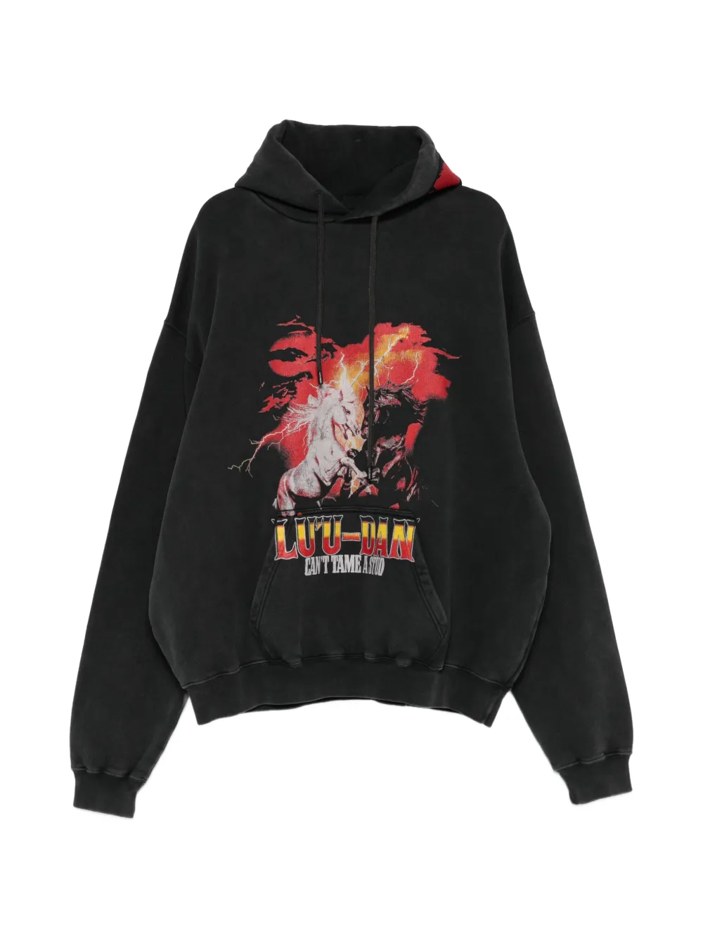 LỰU ĐẠN graphic-print oversized hoodie - Black