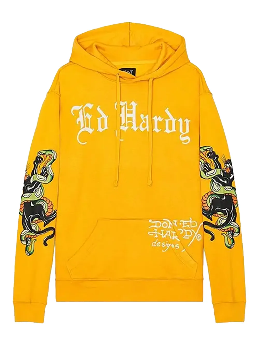 Ed Hardy Panther Snake printed hoodie | Yellow | Image 1
