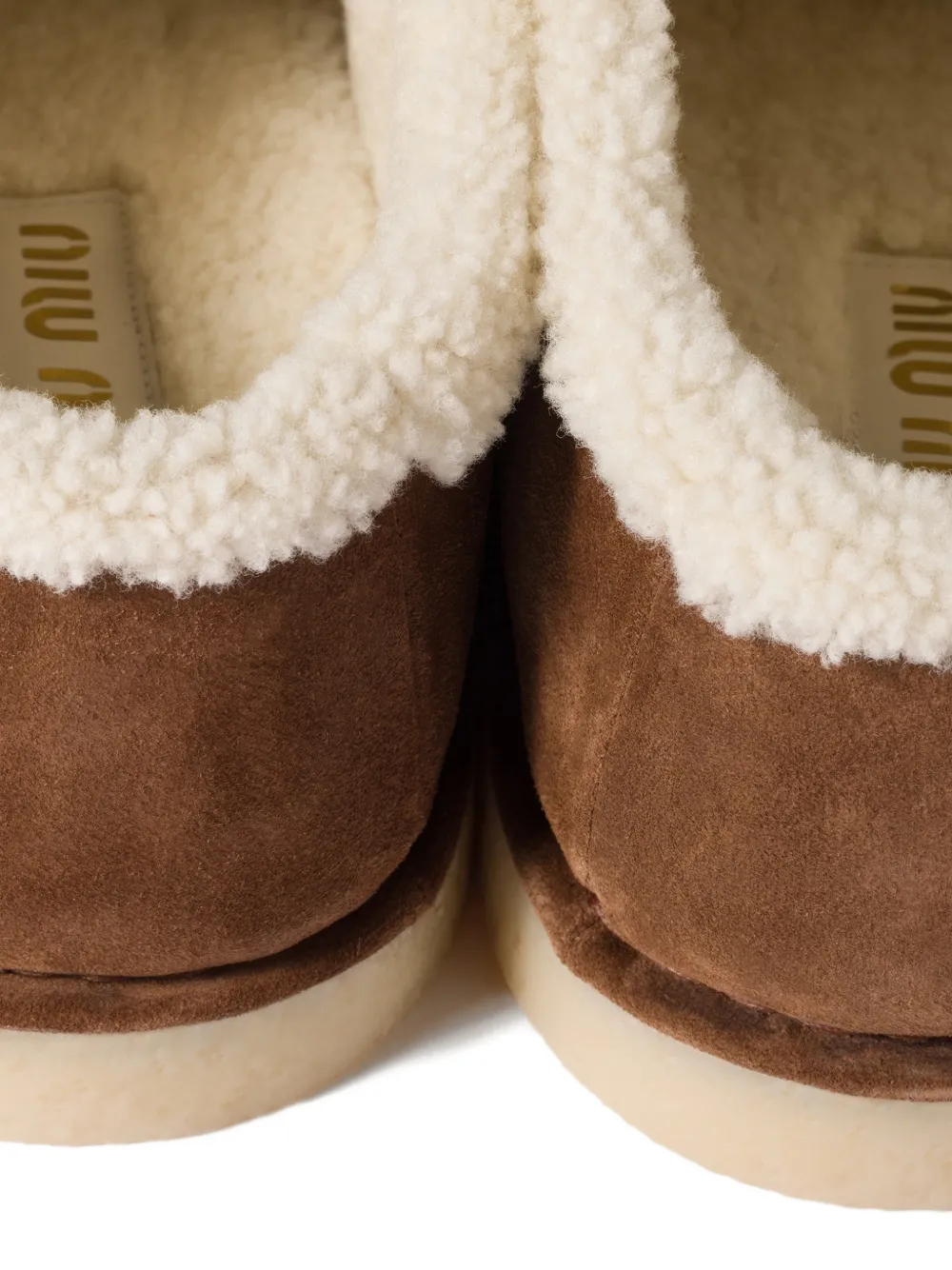 Miu Miu Logo-lettering Suede Slip-ons In Brown