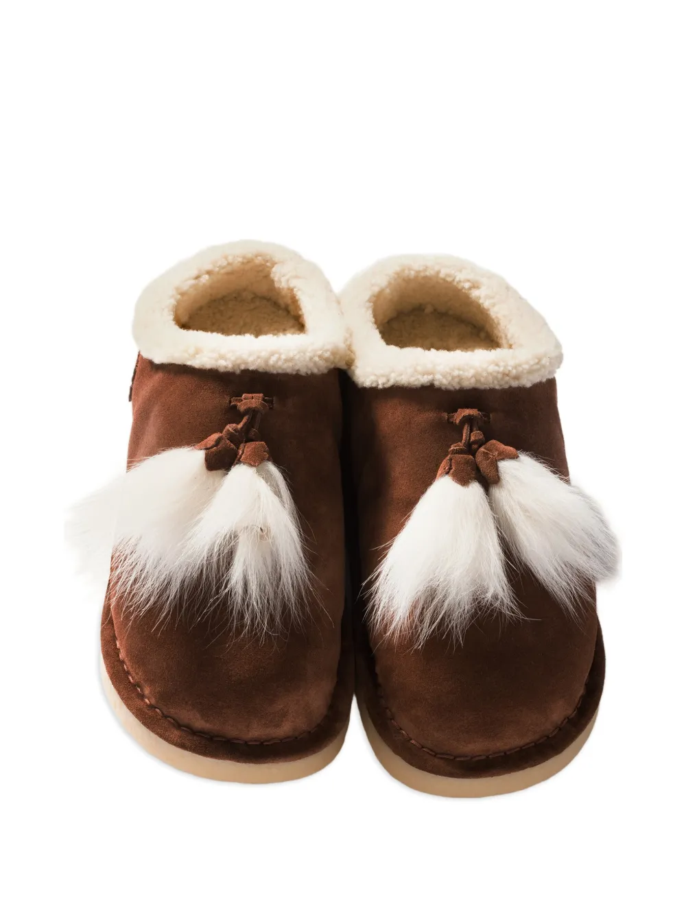 Miu Miu Logo-lettering Suede Mules in Brown, view 4