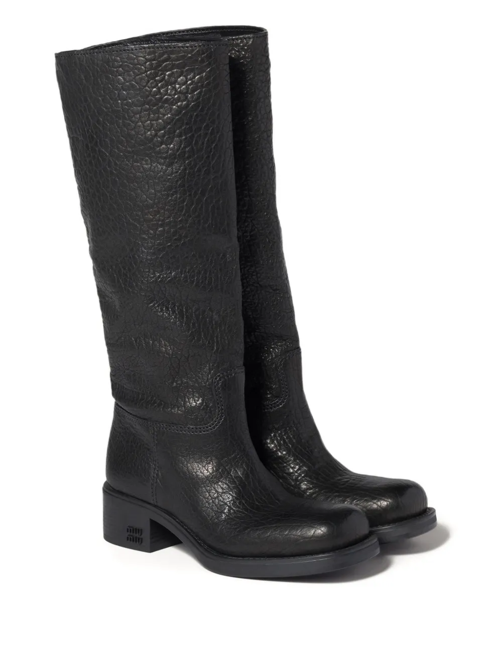Miu Miu Logo-embossed Leather Boots In Multi