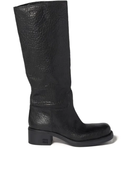 Miu Miu logo-embossed leather boots