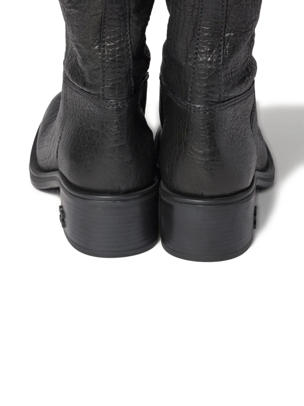 Miu Miu Logo-embossed Leather Boots In Multi