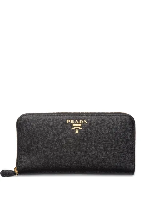 Prada large saffiano leather zip wallet