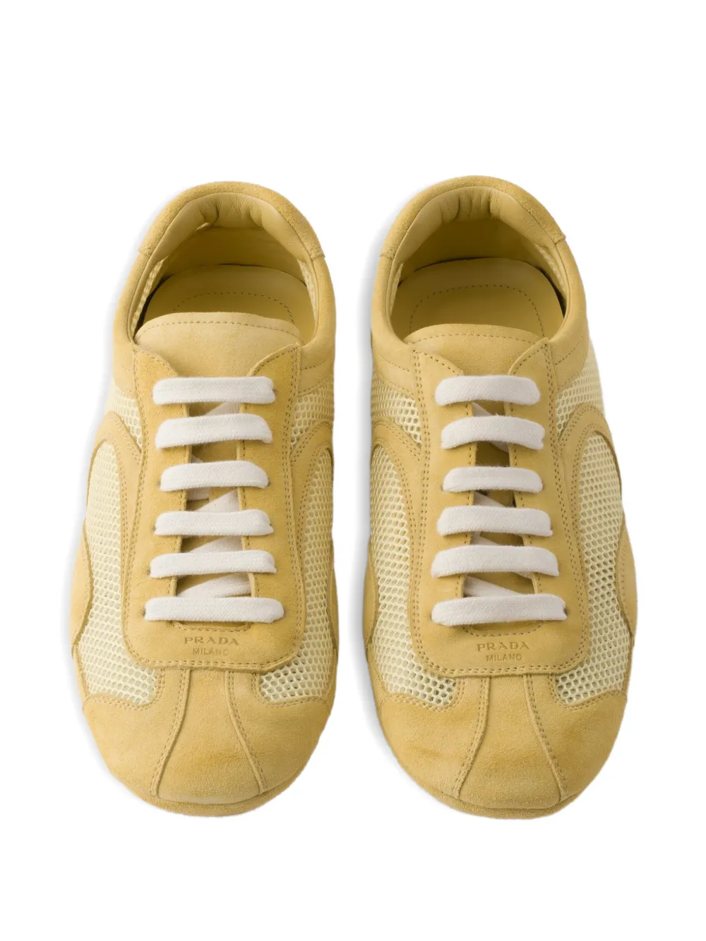 Prada Re-Edition suède mesh sneakers Geel