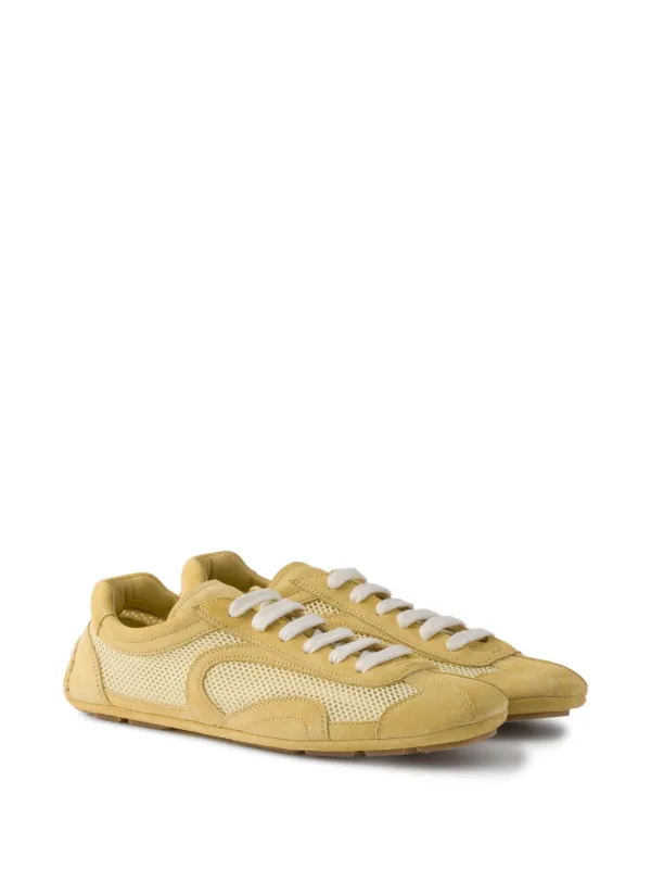 Prada re-edition Suede Mesh Sneakers | Yellow | FARFETCH