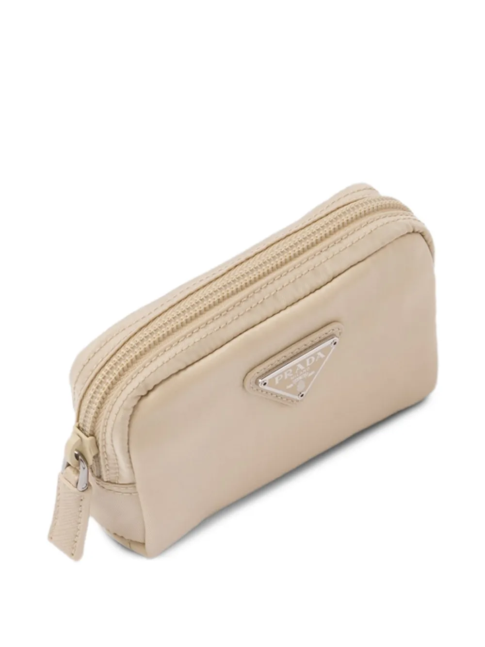  Prada Logo-detail Zip Micro Pouch - Neutrals 