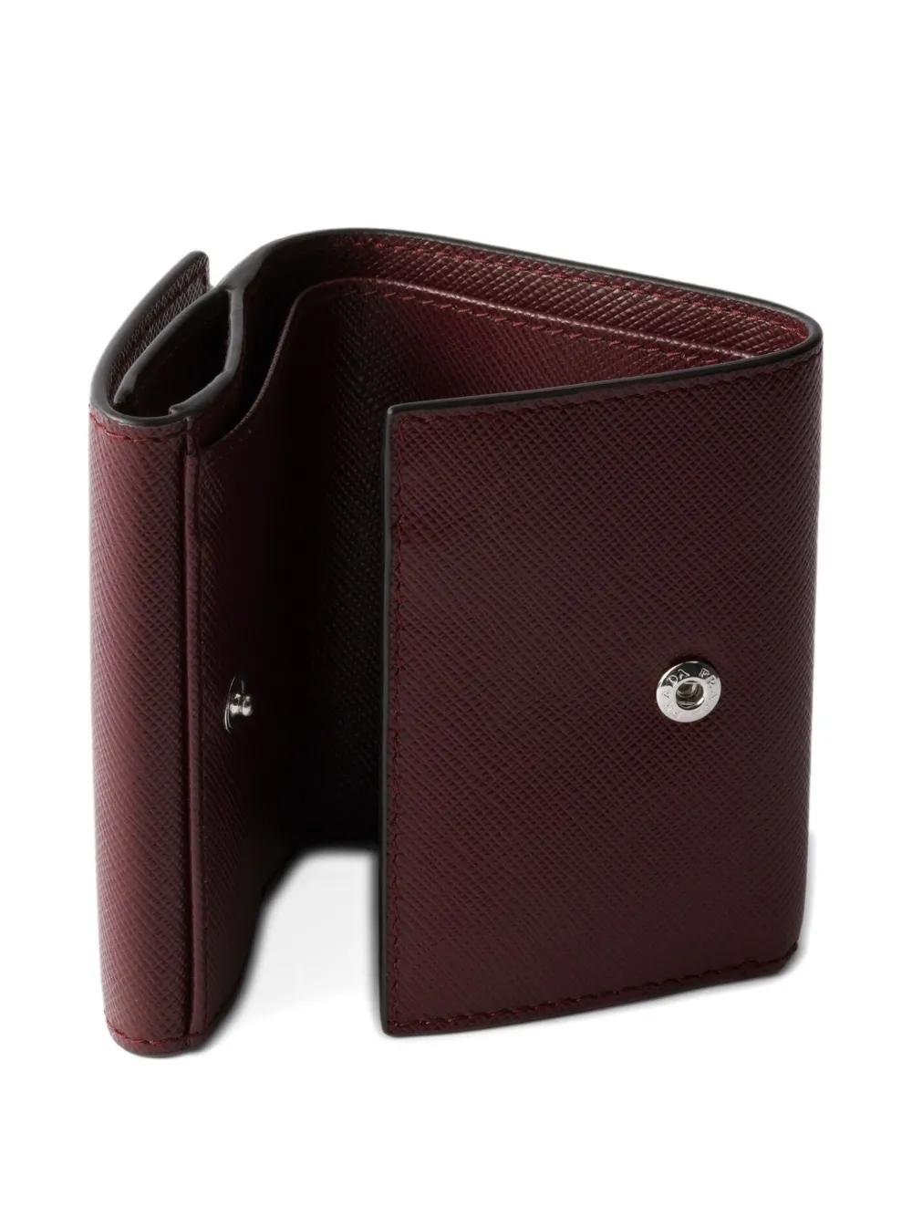 Prada Snap Triangle Leather Wallet In Brown