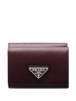 Prada Triangle Logo Leather Key Case | Orange | FARFETCH JO