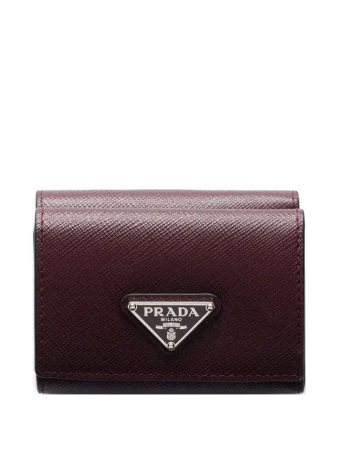 Prada snap triangle leather wallet