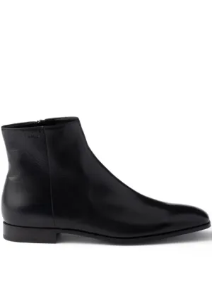 Prada elasticated-panel Leather Chelsea Boots | Black | FARFETCH