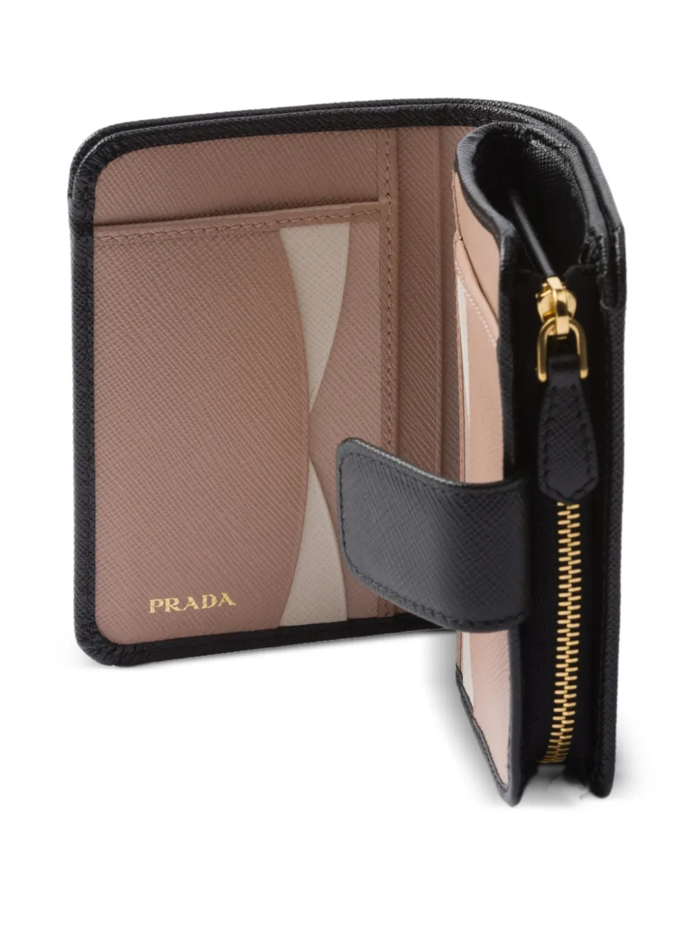 Prada Kleine Saffiano leren portemonnee Zwart