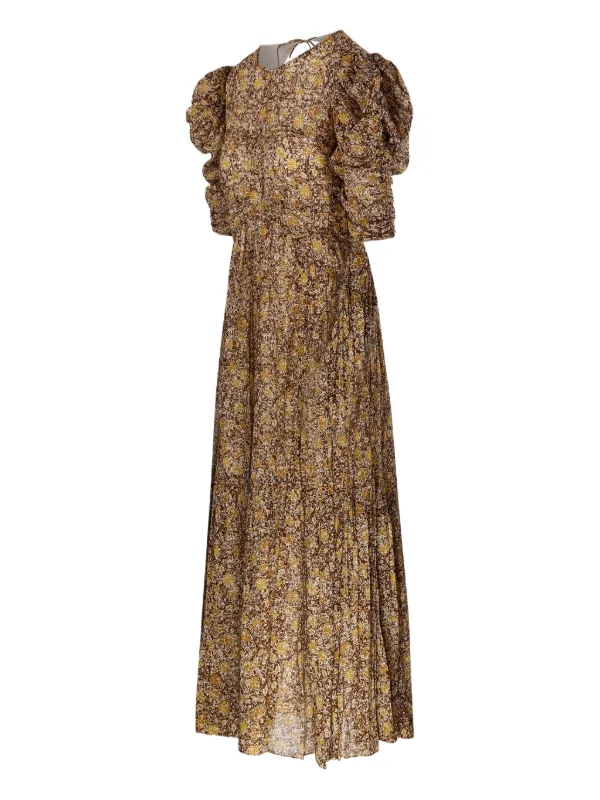 MARANT ÉTOILE Sichellia puff-sleeve Floral Maxi Dress | Brown