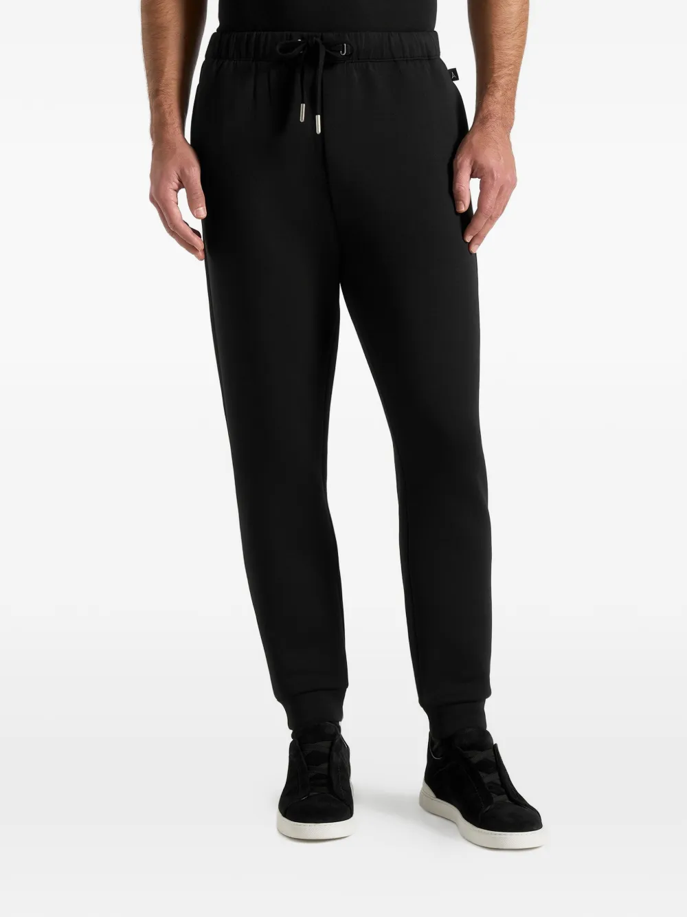 Dion Tapered-Fit Elasticated-Cuffs Black Track Pants