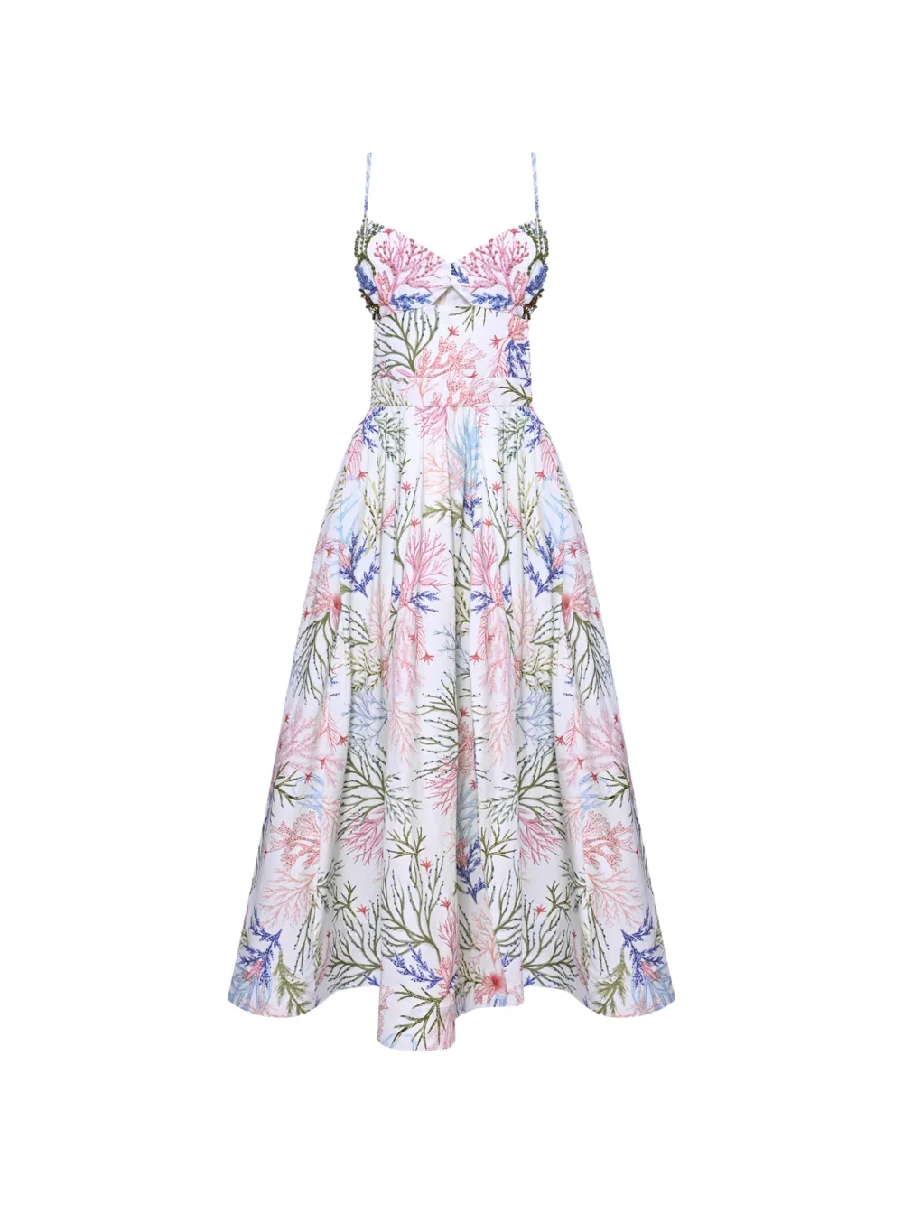 PatBO cut-out floral-print midi dress - Bianco
