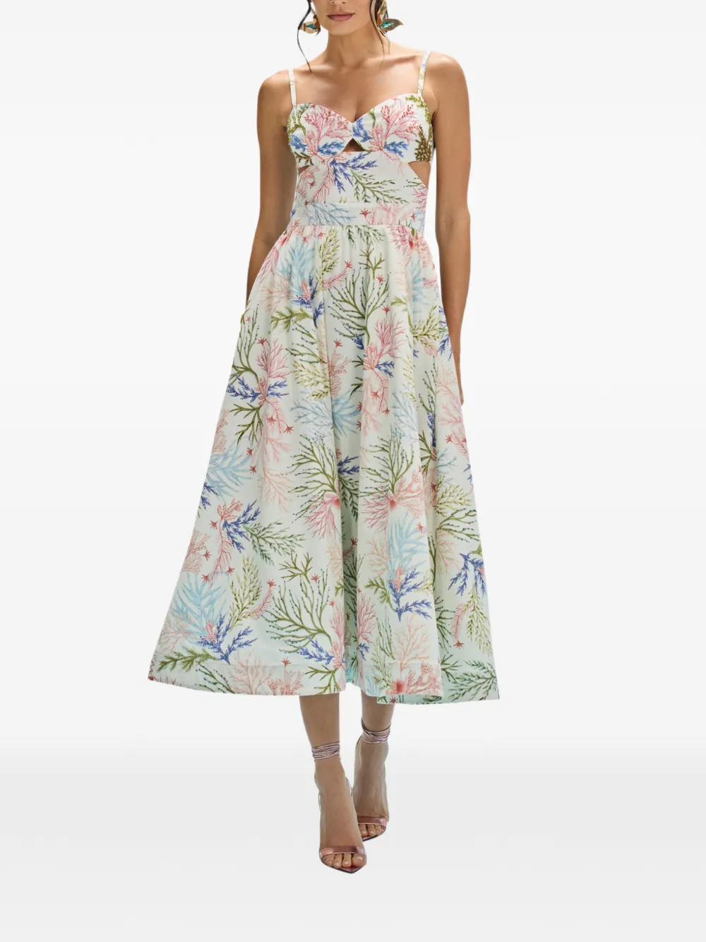 PatBO Midi-jurk met bloemenprint Wit